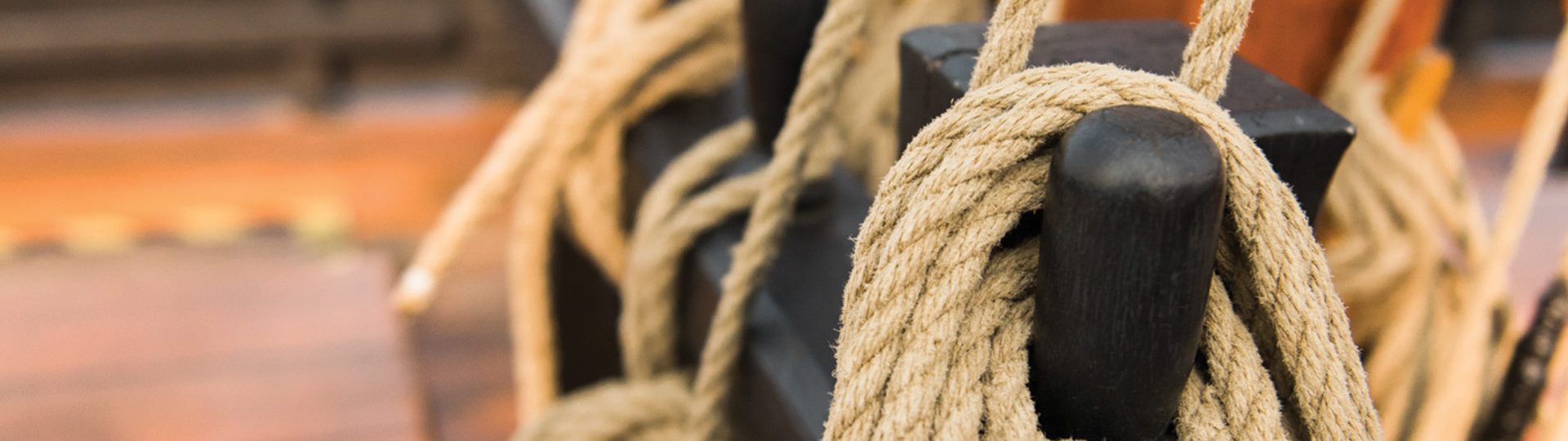 Rope on the deck of a ship