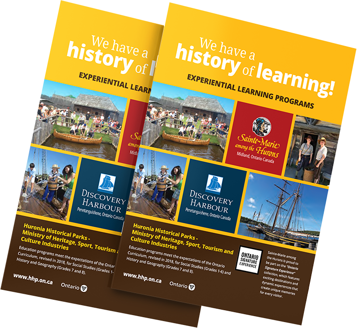Image of our 2022 Experiential Learning Programs guide covers. It includes historic site logos and images of the historic sites.