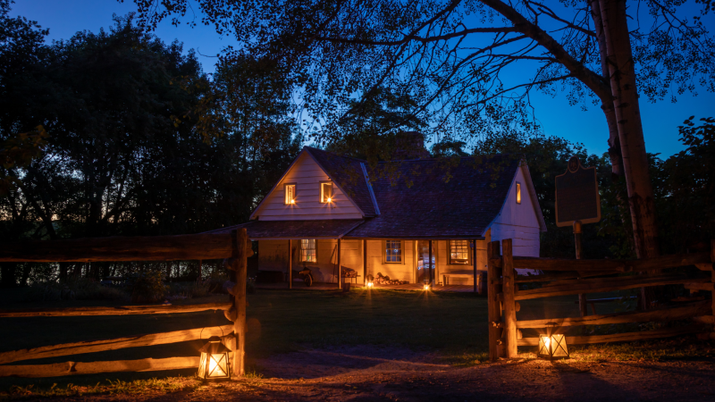 Keating House with glowing lanterns